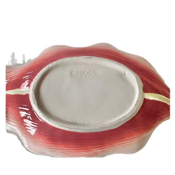 Pacific Rim Art Pottery Orchid Lily Flower Serving Dish 10x5.5" Handpainted 2004 - Picture 5 of 9